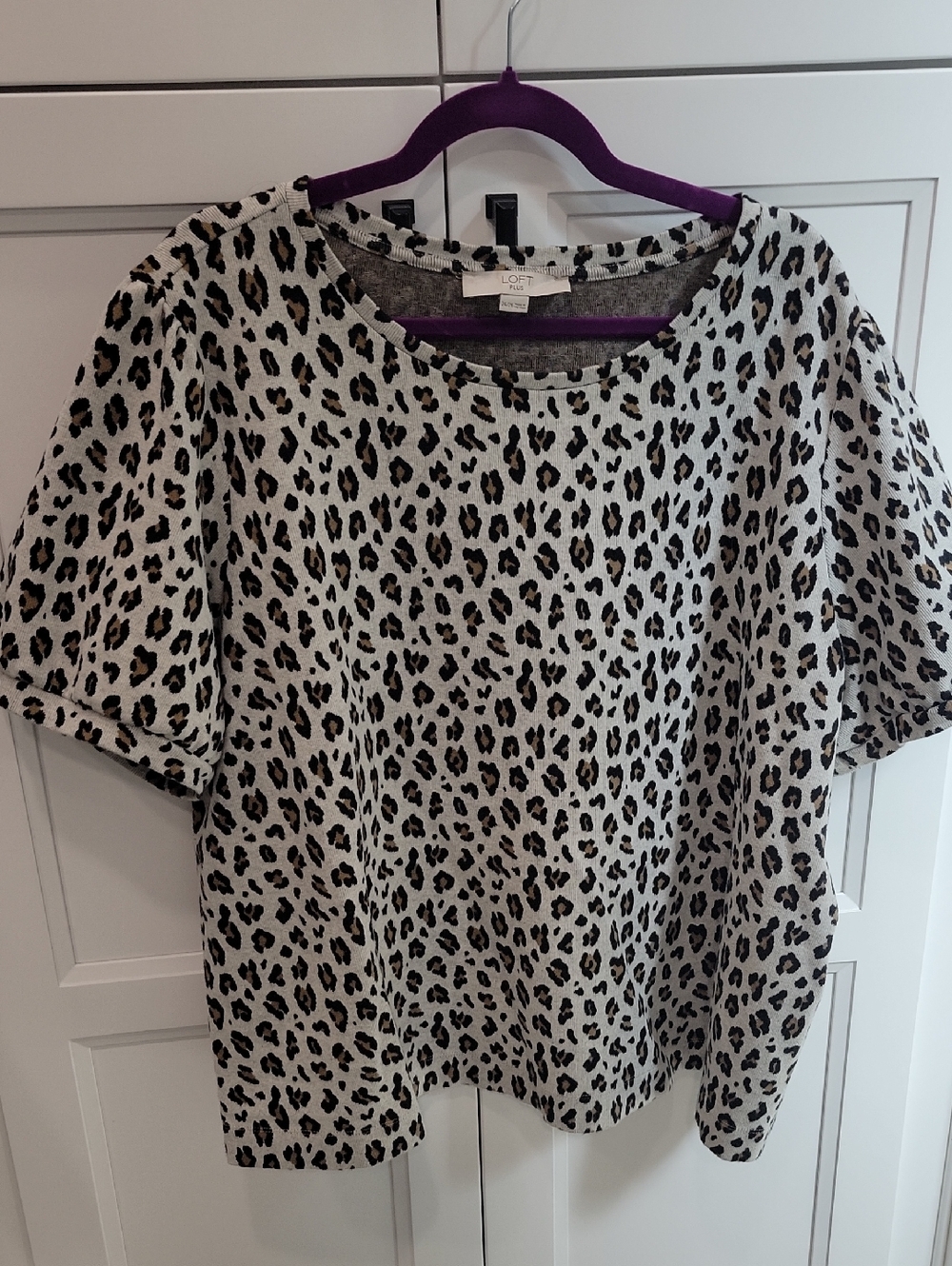 Sz 24/26w LOFT Short Sleeve Leopard Print Sweater